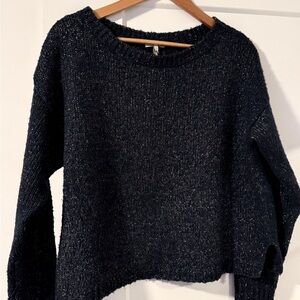 Joie Navy and Gold Alpaca Sweater